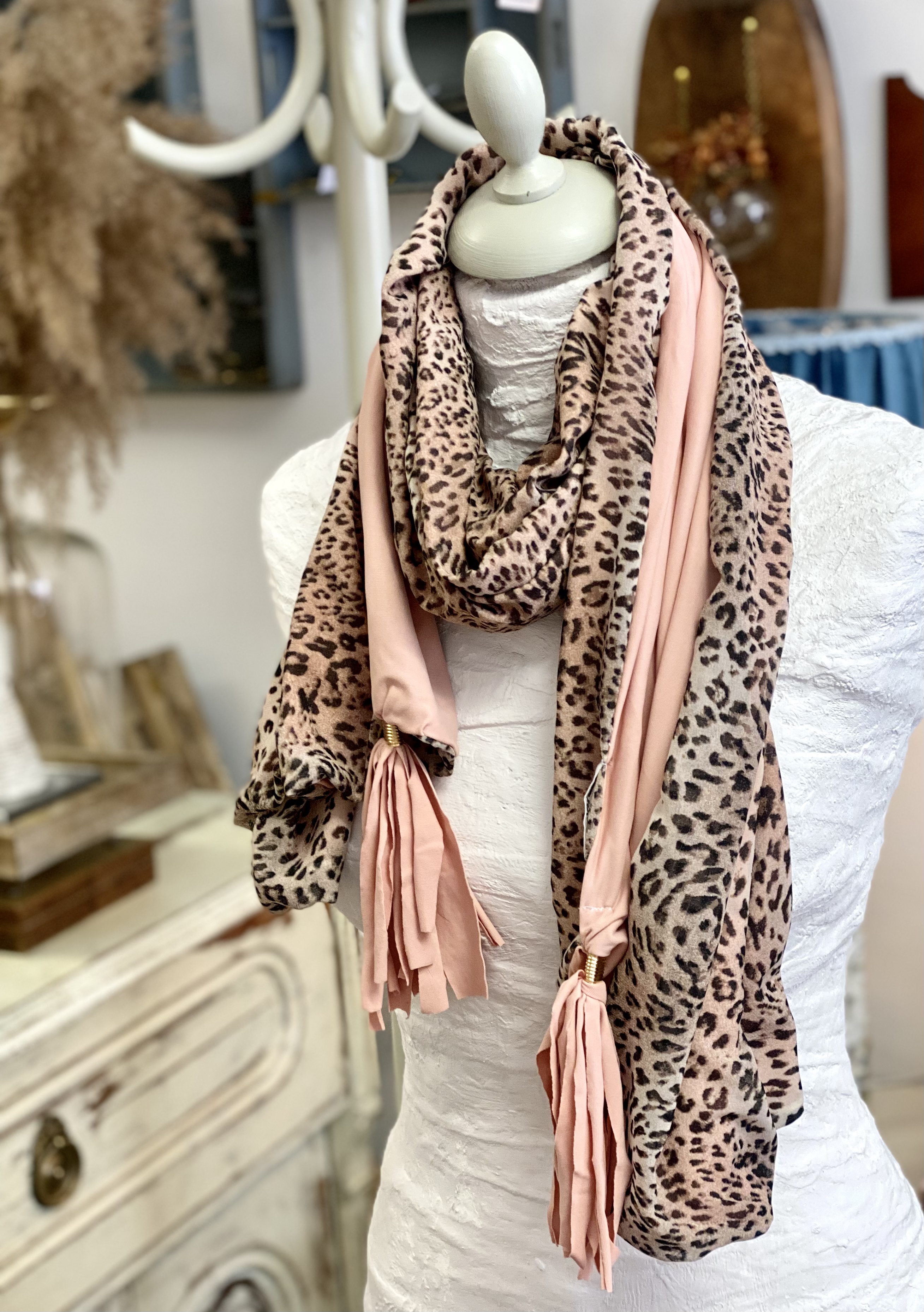 Tuch Leopard mit Rosa mit Herzsache - Herz Vintage und Shabby - chic