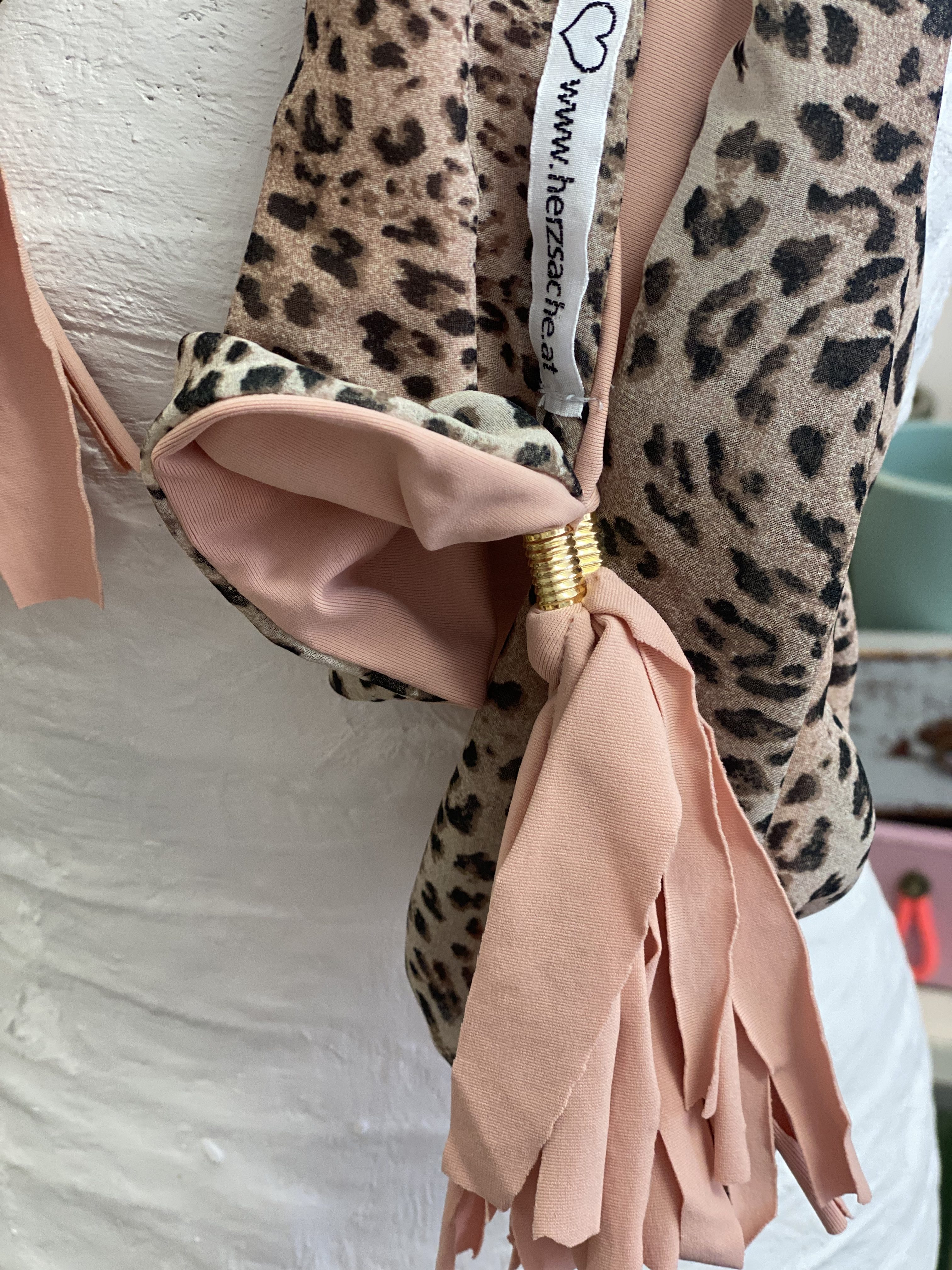 Herzsache und Shabby Leopard - Tuch Vintage mit mit Rosa chic - Herz